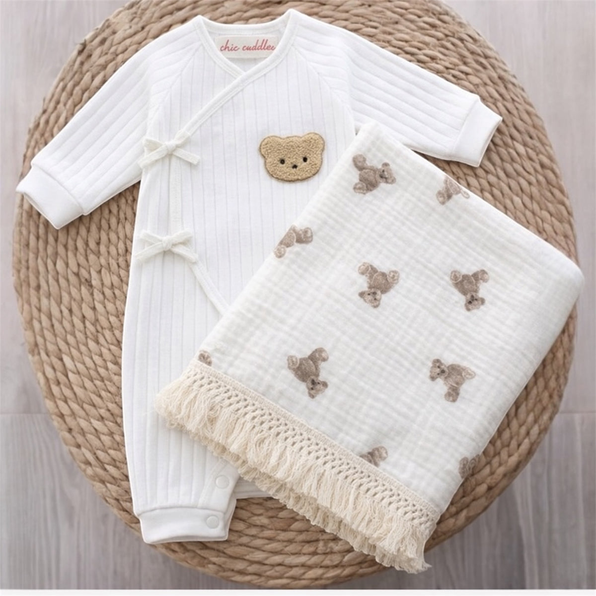 Pram & Cuddle Teddy Newborn Gift Set