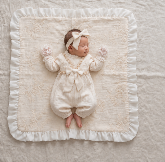 Luxury Baby Girl Muslin and Lace 4-Piece Heirloom Set