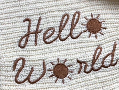 “Hello World” Knit Romper - Ivory