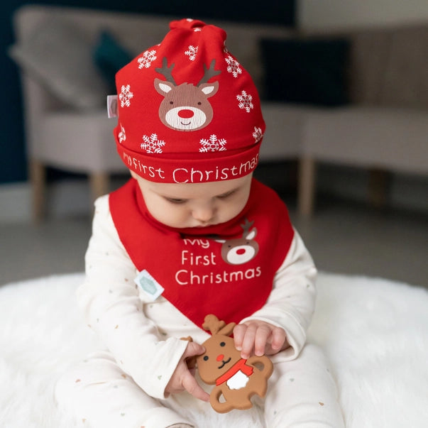 My First Christmas Reindeer Beanie
