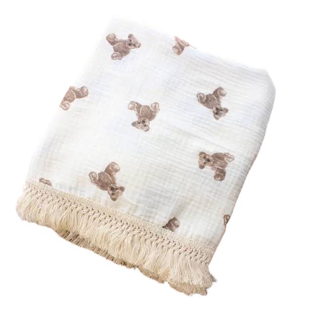 Cute bear muslin blanket