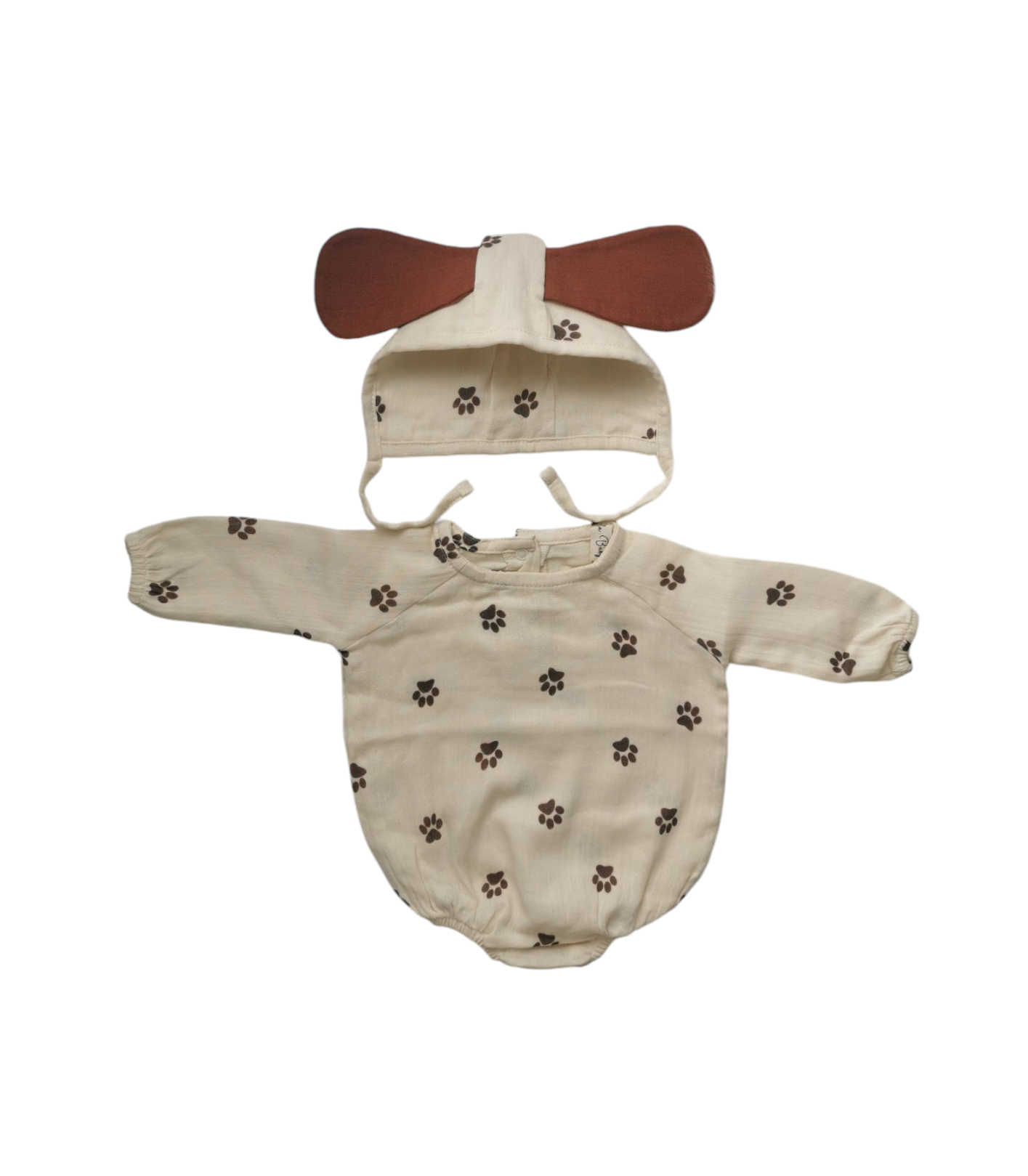 Cream Puppy Organic Muslin Body & Bonnet Set