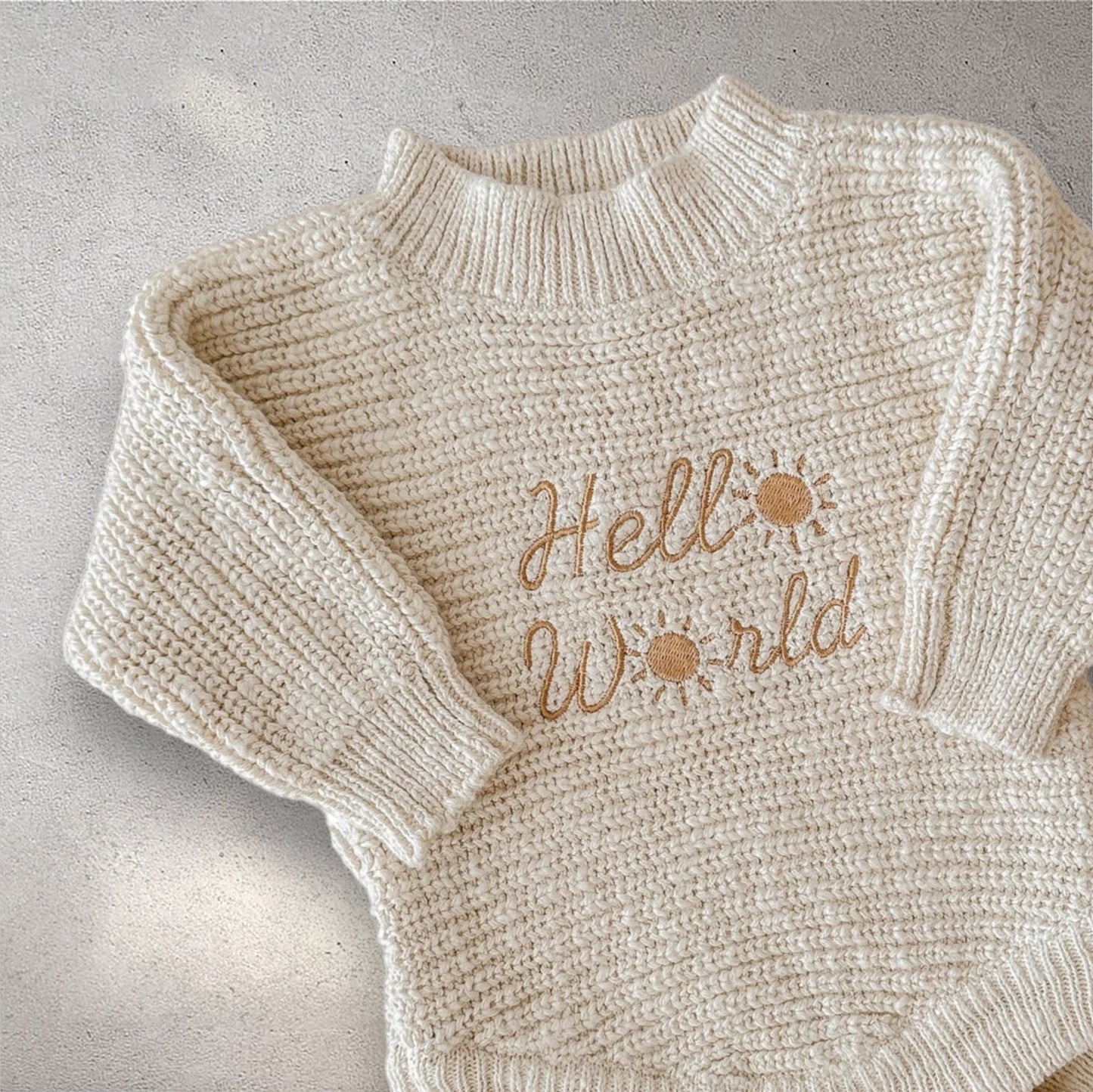 "Hello world" Chunky knit romper