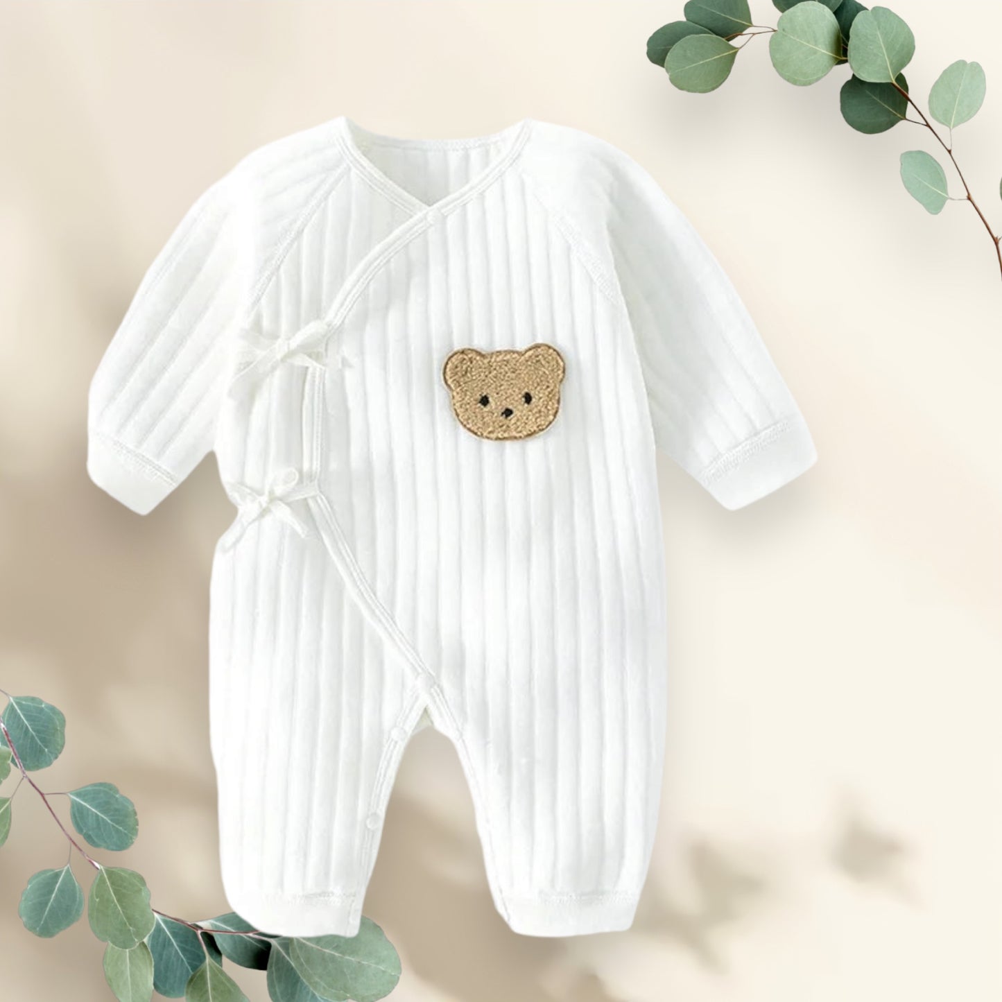 White teddy bear wrap romper