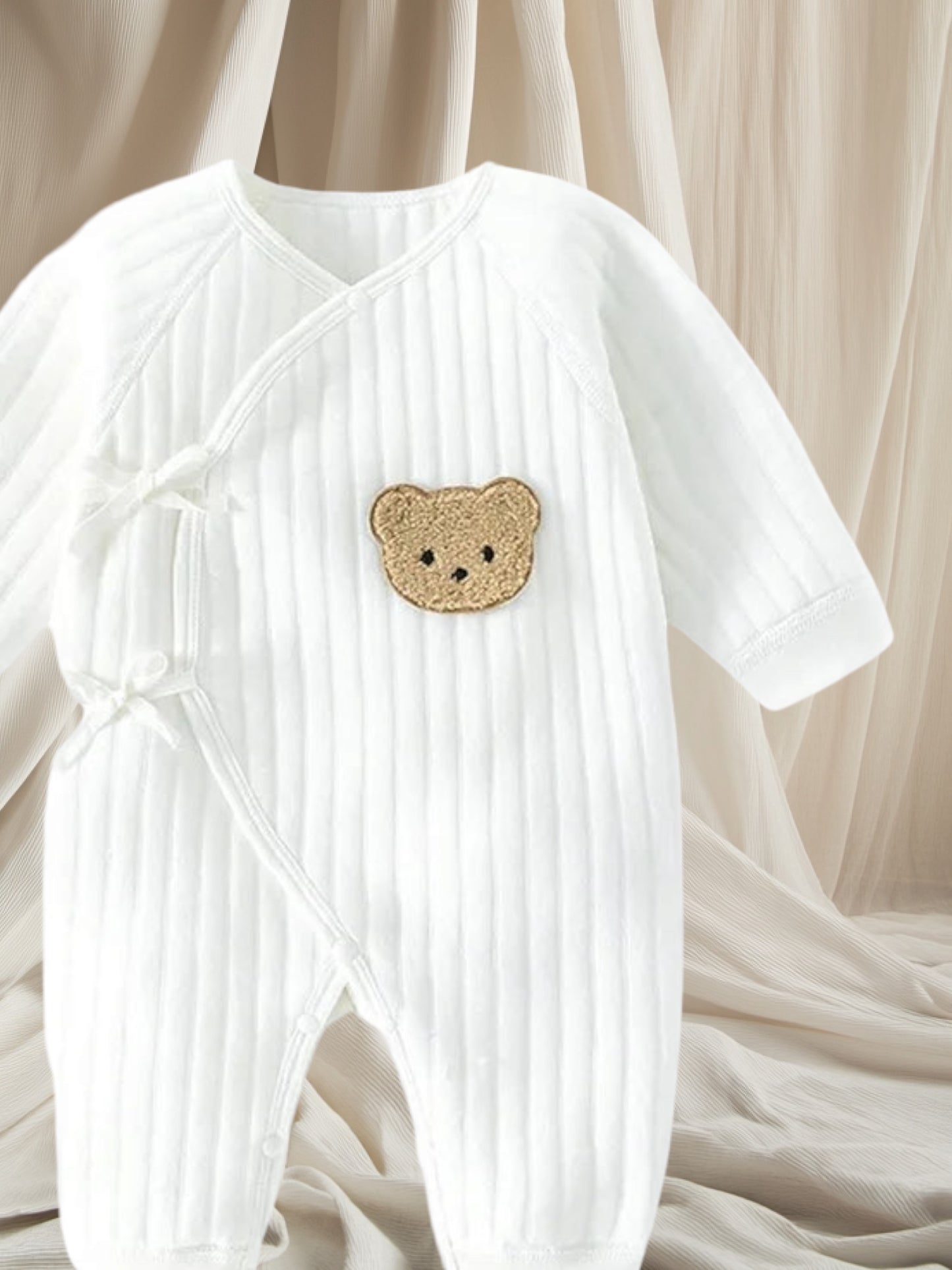 White teddy bear wrap romper