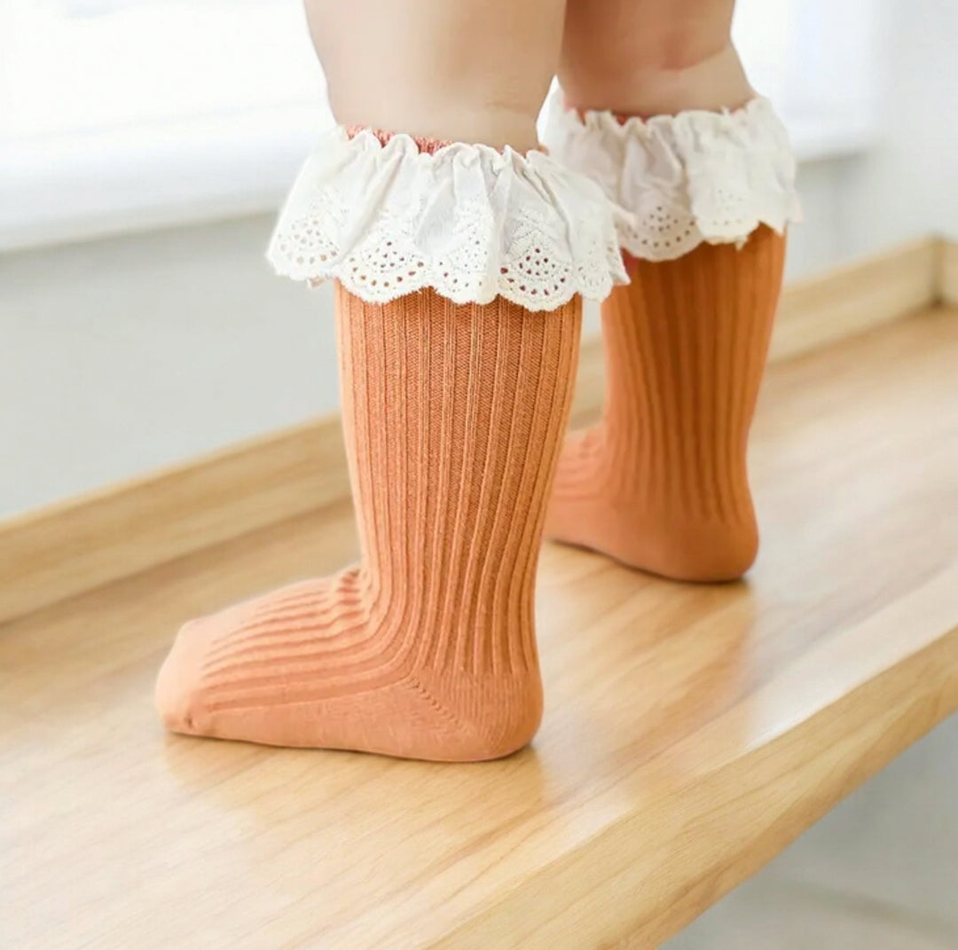 Vintage style ruffle knee socks