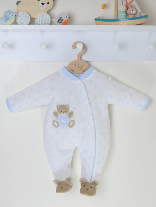 Teddy spot velour sleepsuit