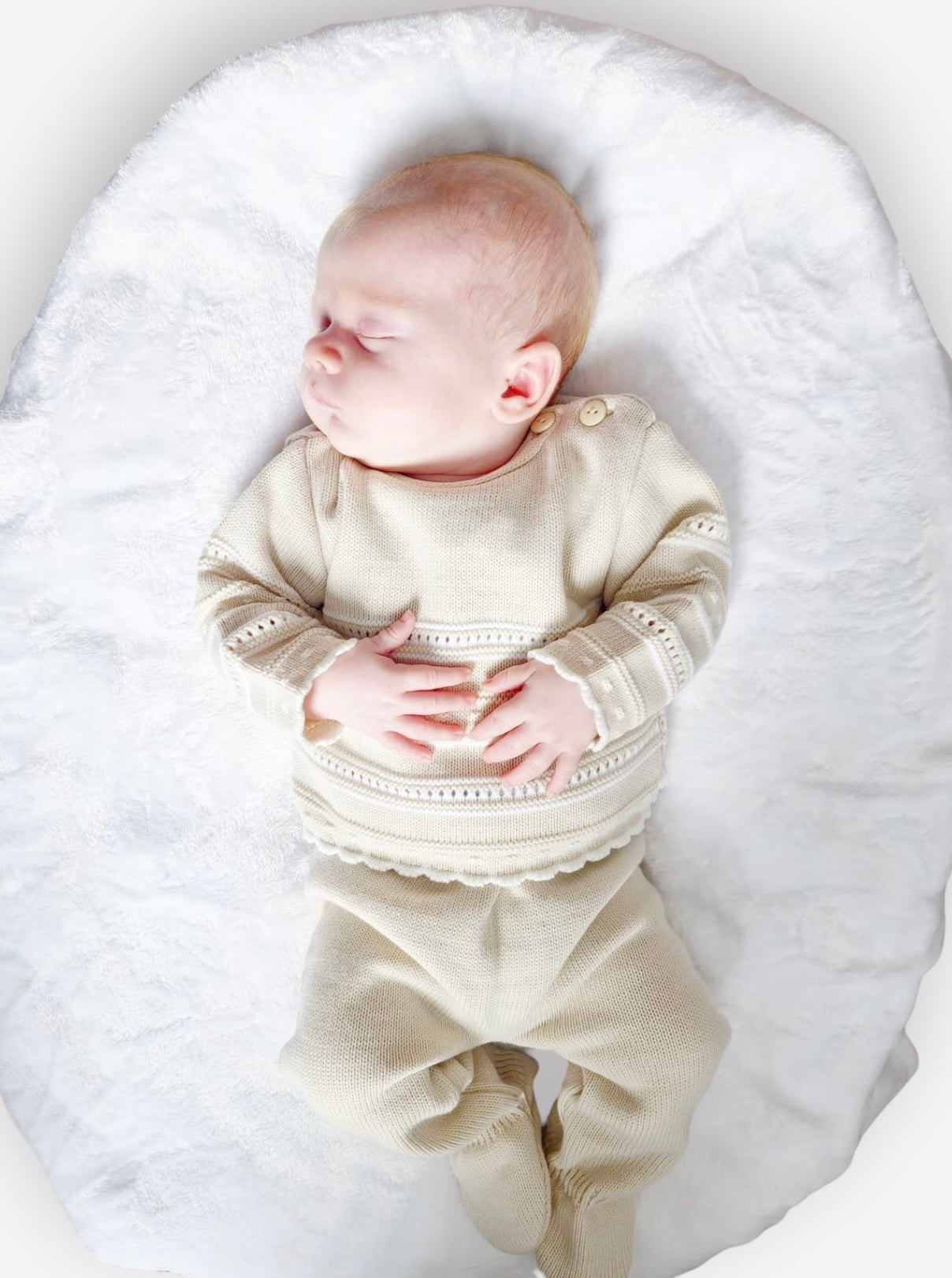 Taupe baby boy jumper and leggings set from Dandelion.