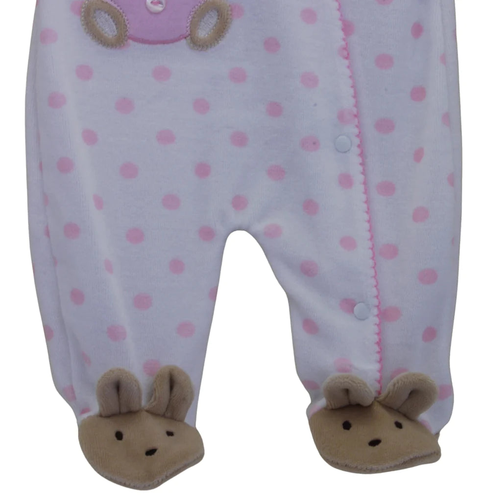 Teddy Spot Velour Sleepsuit