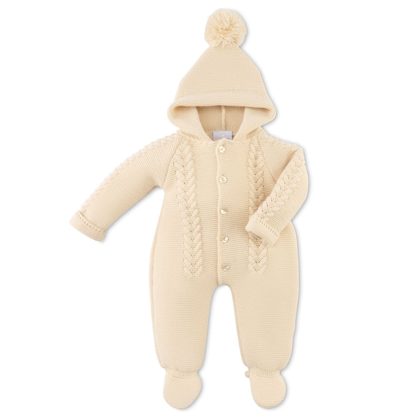 Taupe knitted hooded pram suit