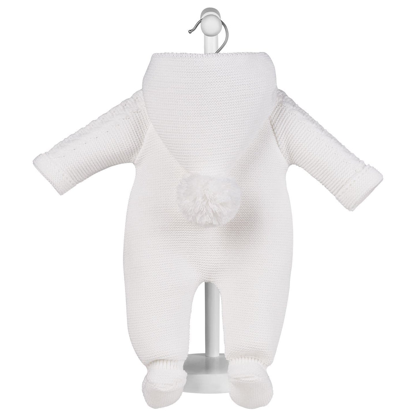 White knitted hooded pramsuit