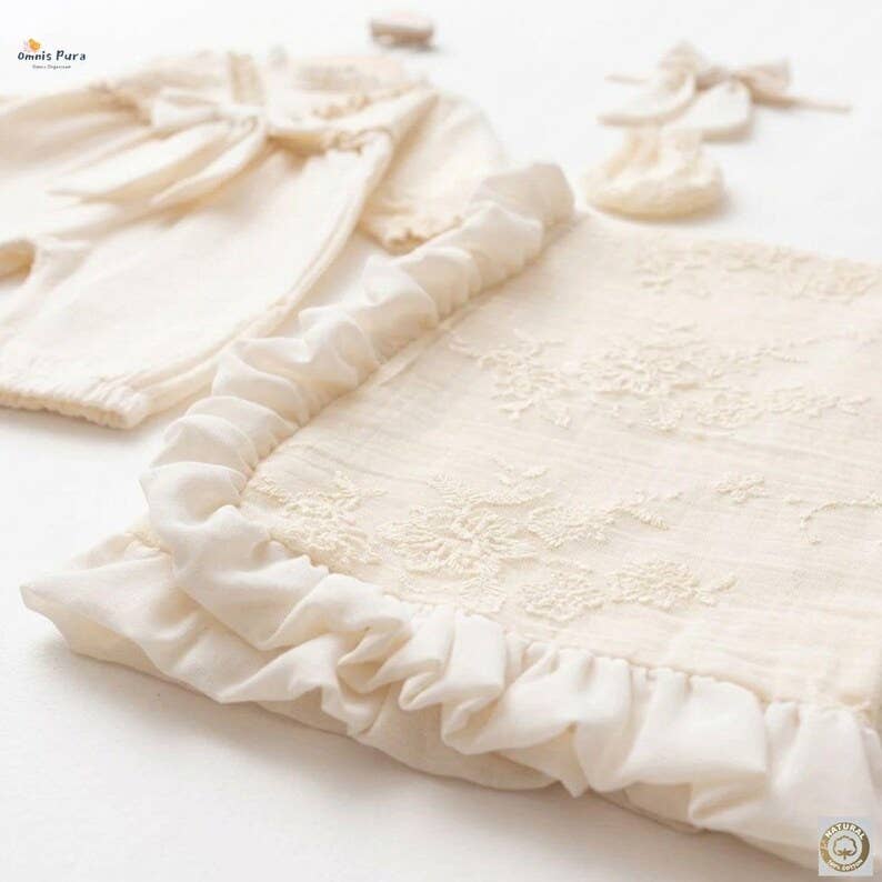 Luxury Baby Girl Muslin and Lace 4-Piece Heirloom Set