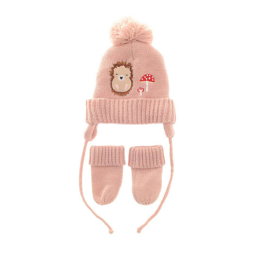 Little Hedgehog & Toadstool Hat and Mittens Set | 0–12 Months