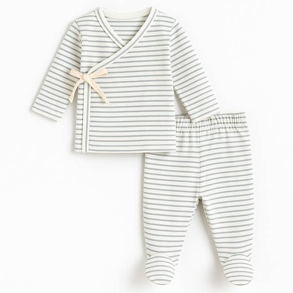 Little Grey Stripe Wrap Set