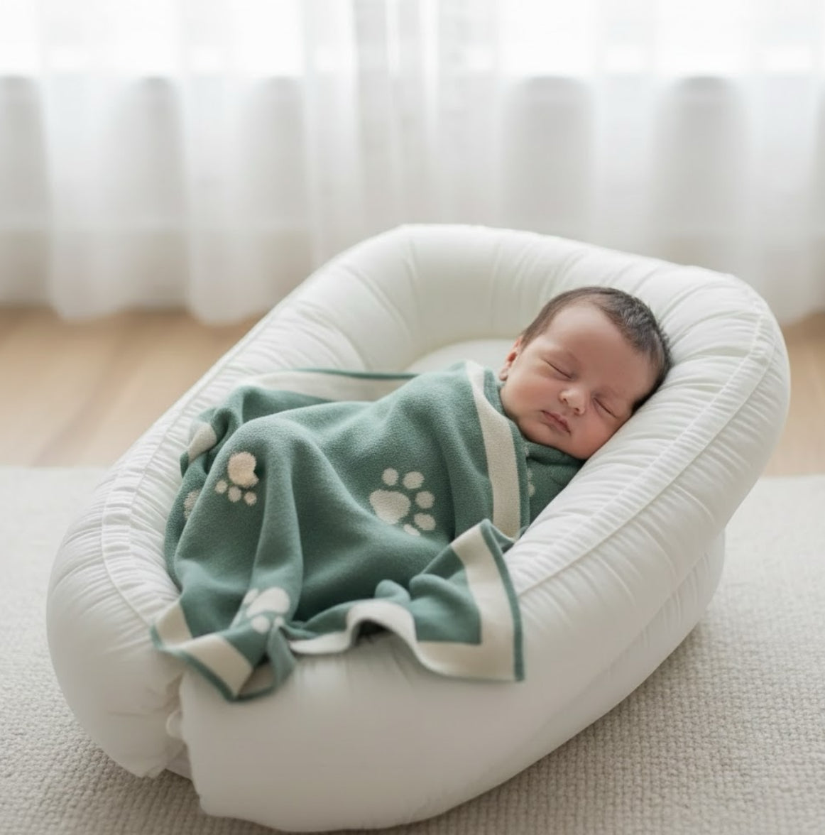 Little Paws Organic Cotton Blanket in [Color] - Made in Spain.